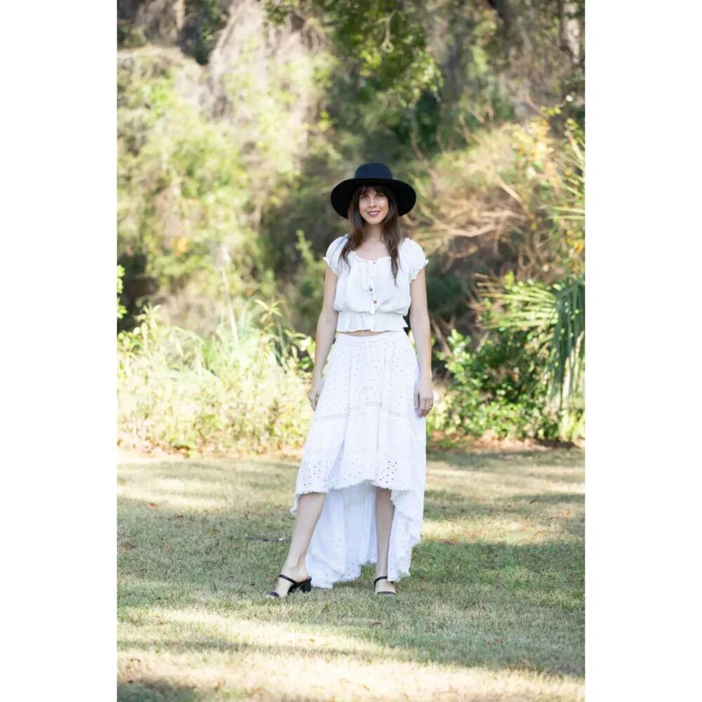 Elegant Grace Dipped Hem Schiffli Skirt - Picture 2 of 6